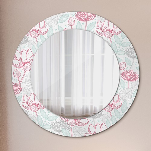 Mural rond miroir avec cadre - mural,
