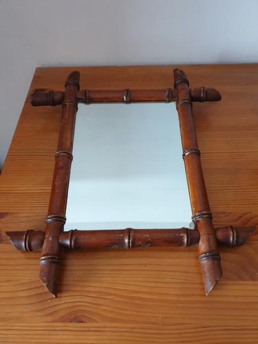 Ancien miroir bambou 32x37 - ancien, en