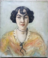 Tableau Ancien Huile Sur Toile Portrait Femme A Identifié