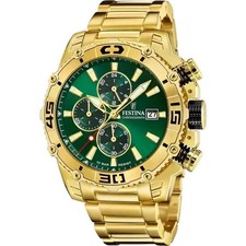 Montre Festina Prestige F204923 F20492/3 pour homme, cadran vert chrono, 49 mm