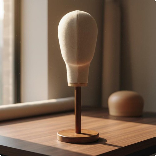 Mannequin tête avec base bois - mannequin,