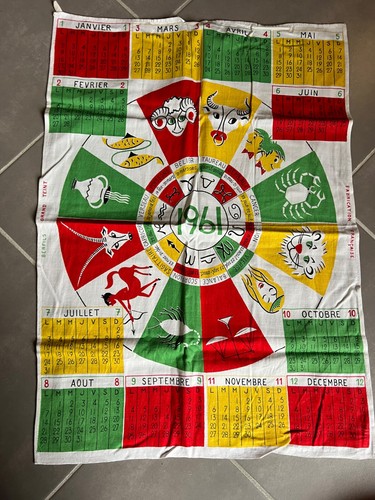 Torchon calendrier ancien - torchon,