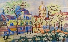 Anne FRANÇAIS (1909-1995) TECHNIQUE MIXTE ORIGINALE SIGNÉE, "MONTMARTRE, PARIS"
