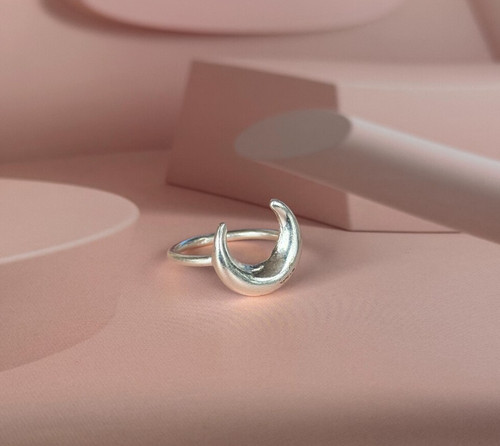 Bague demi lune argent - bague, en