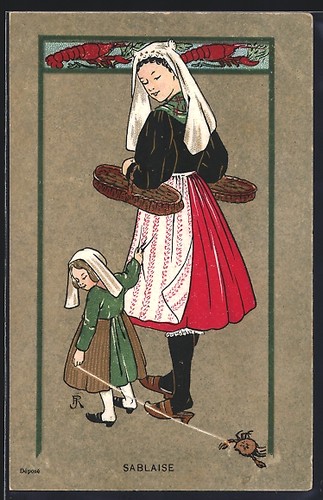 Cpa frau fille avec krabbe - frau,