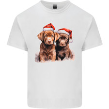 T-Shirt En Coton Pour Hommes Chiots Labrador Chocolat De Noël Xmas