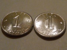 Lot 2 x 1 centime épi 1974 variétés à "rebord"