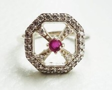 BAGUE rubis & argent 925 T55 sterling silver RING!  Très beau! Diamètre 1,75cm