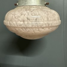 (n2) Ancienne Suspension en verre (rose) Abat Jour