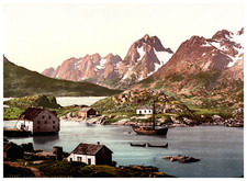Norvège, Lofoten. Raftsund. Digermulen. vintage print photochromie, vintage ph