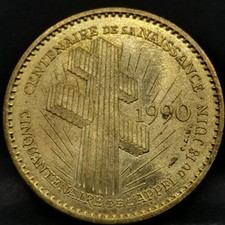 MEDAILLE JETON 1990 GENERAL DE GAULLE CROIX DE LORRAINE / 26mm 8g