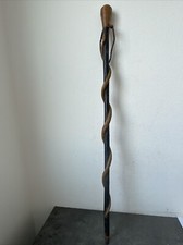 Ancienne Canne En Bois Sculpté Serpent Souvenir 1929 Champarand Soldat Art 