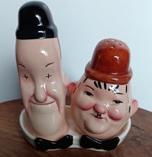Vintage: Set Salière & Poivrière LAUREL ET HARDY Porcelaine Beswick England C76
