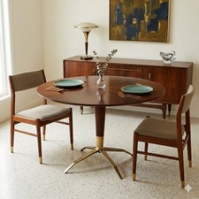 Table ronde vintage plaquée - ronde,