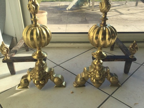 Chenets anciens aux marmousets - anciens,
