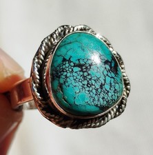 6,46g TOP Bague Turquoise du Tibet argent taille 55