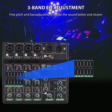 Audio Mixer 6-Channel Mixing Console With 256 Effects 48V Phantom Power For Home