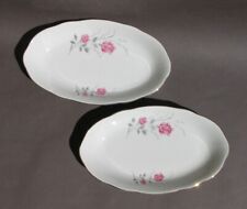 Lot de 2 anciens raviers petits plats en porcelaine décor de roses filet argent