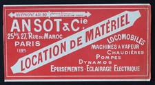 Buvard ANSOT rue du Maroc Paris locomobile dynamo machine à vapeur blotter 3