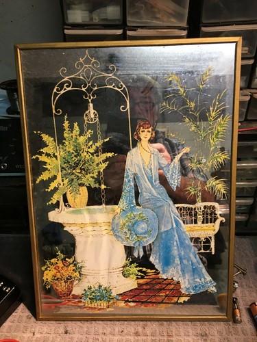 Miroir encadré peint - encadré, et