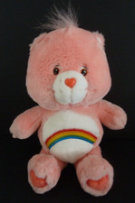 73. DOUDOU PELUCHE CARE BEARS OURS BISOUNOURS rose arc en ciel 30cm  ETAT NEUF*