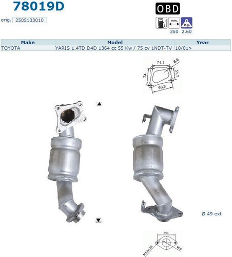 Pot catalytique toyota - toyota, yaris