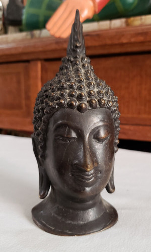 Tête bouddha ancien bronze - de,