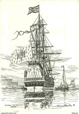 Bateaux - Voiliers - Marines d'Etienne Blandin - Vaisseau La Couronne - Art Pein