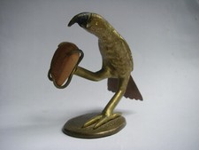 H:9CM  / 160gr : vintage perroquet avec sa fève de cacao en BRONZE côte d'ivoire