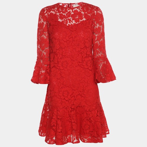 Robe midi dentelle rouge - midi,