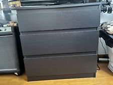 Commode MALM Ikea 3 tiroirs, brun-noir, 80 x 78 cm