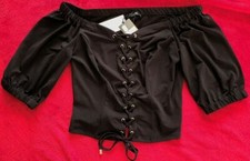 guess crop top noir laçage