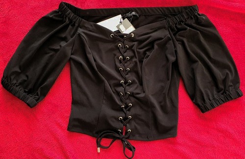 Guess crop top noir - noir, laçage