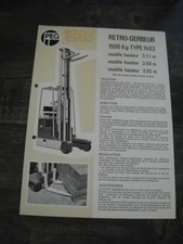 CATALOGUE/BROCHURE RETRO-GERBEUR PEG TYPE 1502