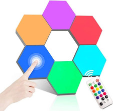 Remote Control Hexagon Wall Light,Smart Wall-Mounted Touch-Sensitive DIY Geometr