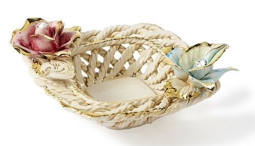 Bibelot panier porcelaine rose - porcelaine,