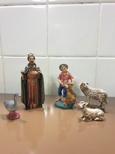 Lot Pour Creche Noël Santon Plastique Resine 12 Cm Mouton Oie Roi Enfant Agneau