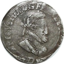 O6204 Rare Demi Franc Henri IV 1589 1610 Lyon Argent ->F offre