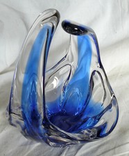 COUPE Cristal BAYEL Sommerso Bleu DESIGN 1950-60 Studio Art Glass no Murano