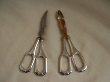 FRENCH ART DECO SOLID SILVER HANDLE SUGAR & GRAPE SCISSORS,1930s YEARS