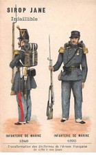 Chromos.AM13551.Sirop Jane.10x6 cm environ.Transformation uniformes armée Fra