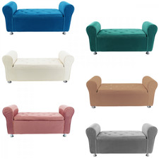 Banc coffre effet velours à paillettes 120x39x55 cm gain de place