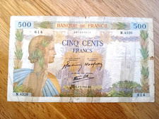 billet  de 500 ancien francs la paix 1942