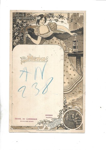 Circa 1900 menu - circa, 1900.