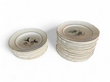 Série 35 assiettes faïence Lunéville KG Badonwiller décor oiseaux vers 1950