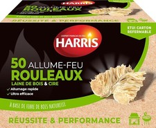 50 rouleaux allume-feu - 100% naturels - Laine de bois & cire - Allumage rapide