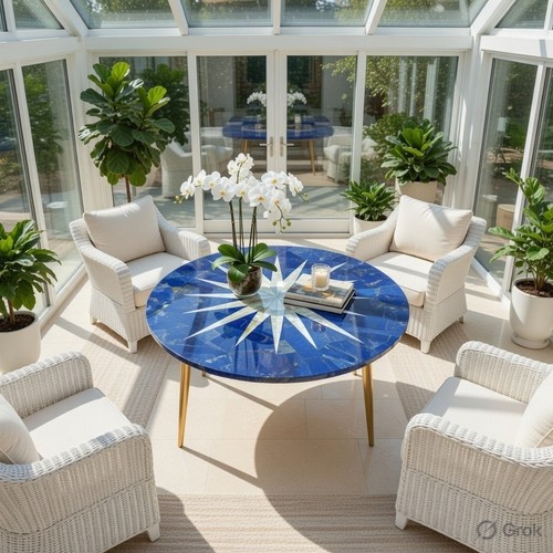 Lapis lazuli marble table - lazuli, top