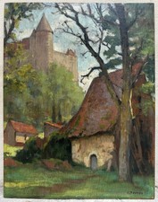 PERRON Charles Clément Tableau Paysage Château de la Loire Nantes Peinture Huile