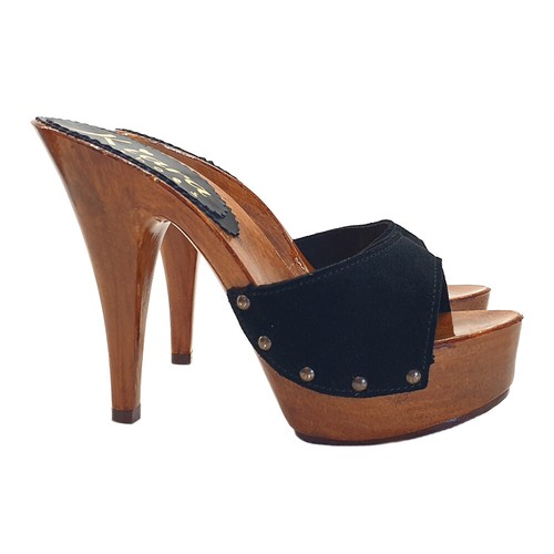 Mule italien daim noir - mule, en