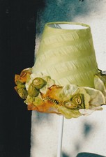 Abat-jour artisanal tissu collé sur polyphane, vintage